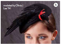 A bird constructed of real feathers on a 1950s hat (above) is both saucy and strange, a surrealist fantasy.
