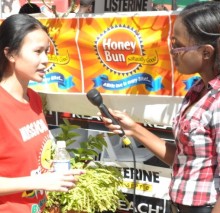 Laurian Lue Yen ’10 speaks with the media about "Brush Up Jamaica"