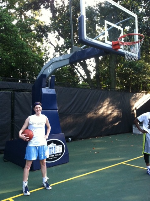 Meg A. Massey ’08 plays basketball at the White House.