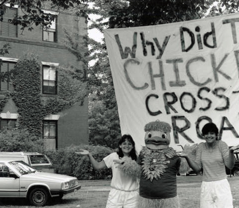 Chicken sign and costume