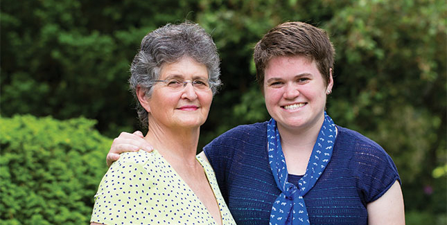 Elaine Elliot ’62 and Stephanie Rohr ’12 have become family to each other